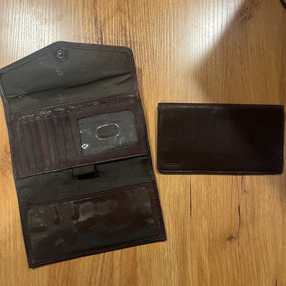 Fossil Brown Wallet, Checkbook Cover & Photo Insert Y2K Vintage Genuine Leather - Picture 5 of 5
